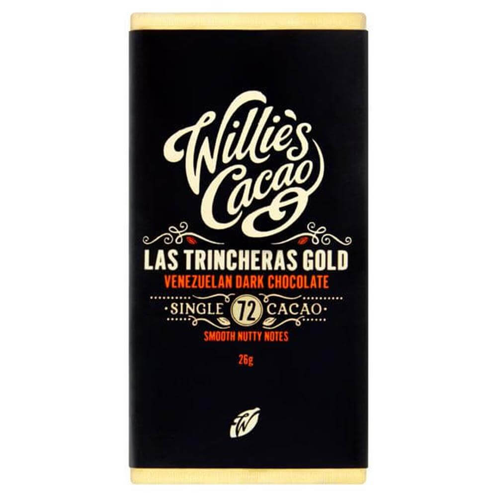 Willie's Cacao Gluten Free Las Trincheras Gold Venezuelan Dark Chocolate with Smooth Nutty Notes 26g